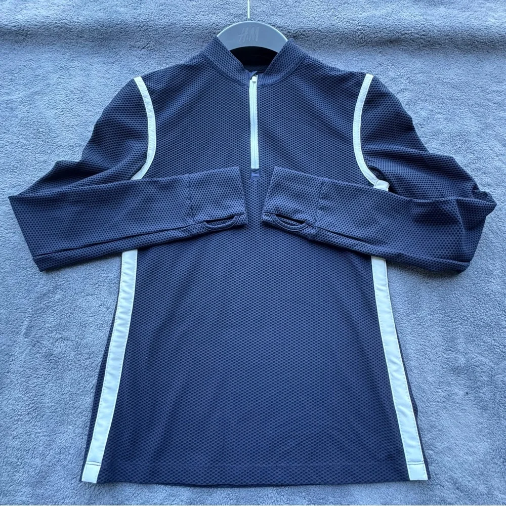 Tory Sport Navy Long Sleeve Top with White Accents - Picture 2 of 16
